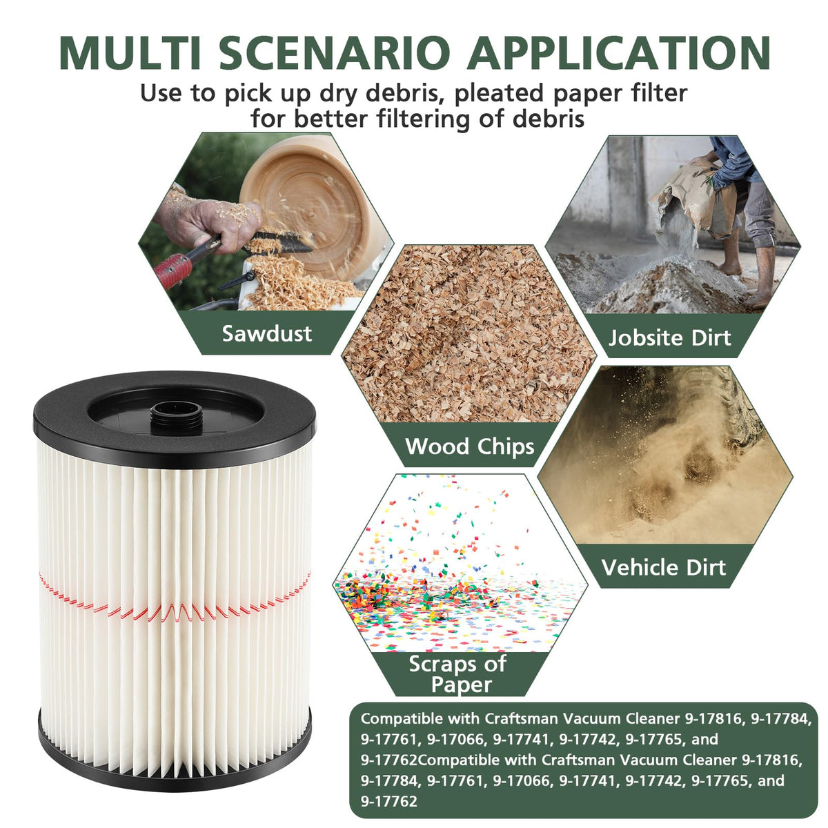 Isinlive red stripe vacuum filter pleated design for enhanced debris capture