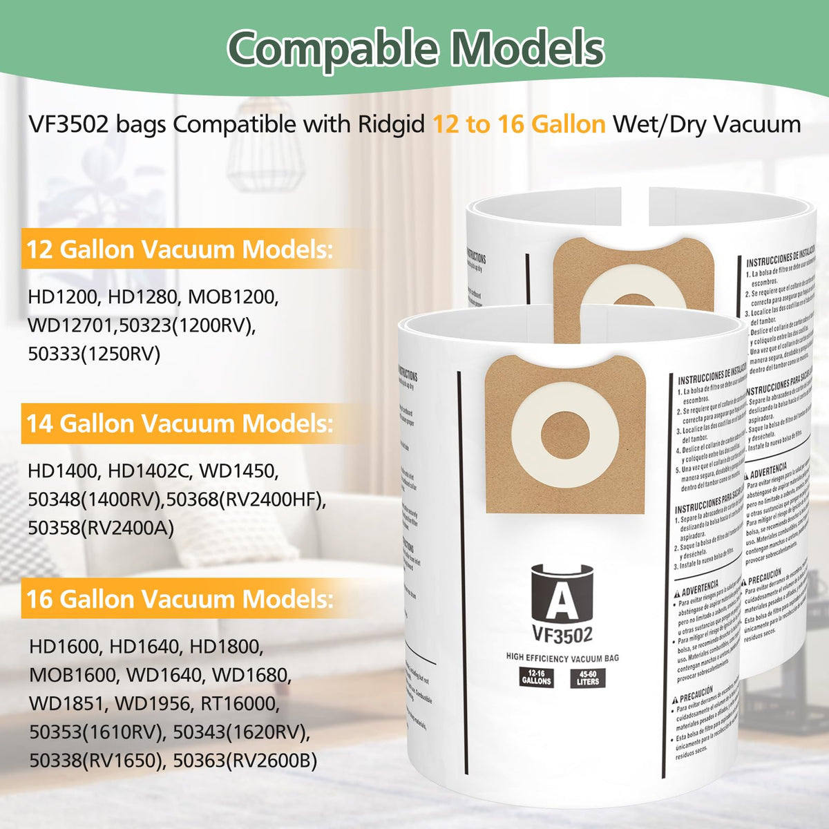 Isinlive VF3502 bags with double-layer material for durable debris containment.