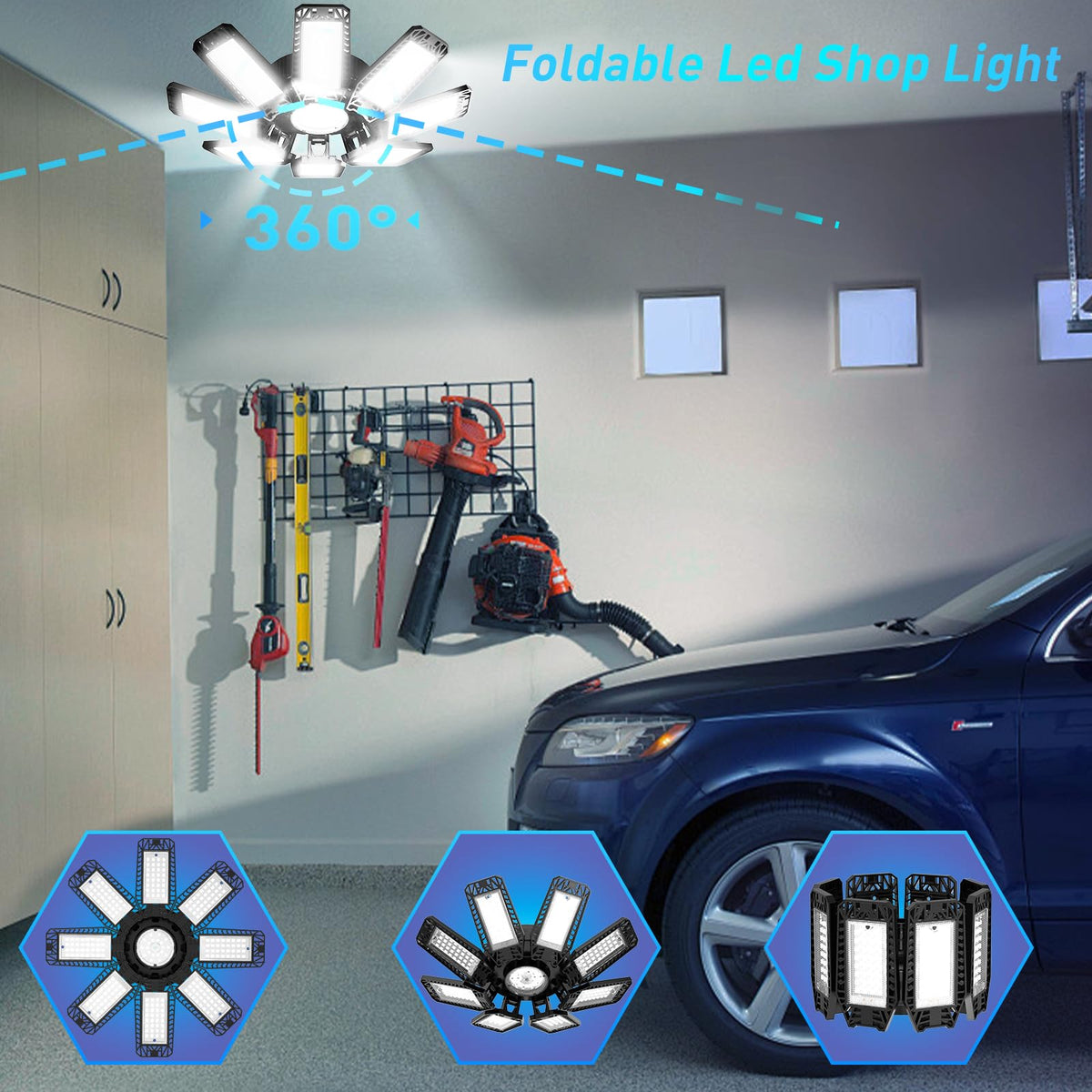 ISKYDRAW garage light installs in seconds with E26/E27 sockets, no wiring needed.