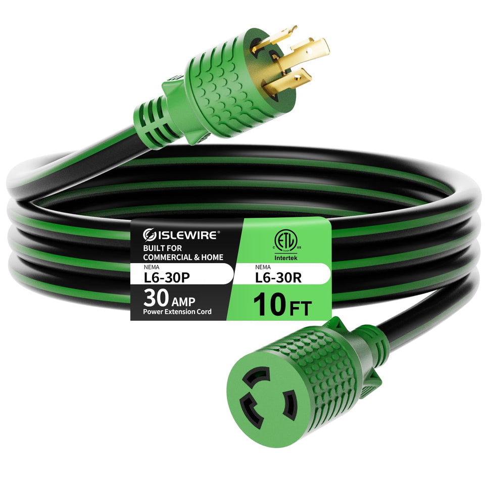 Islewire NEMA L6-30 extension cord 10 ft delivers reliable 30A power