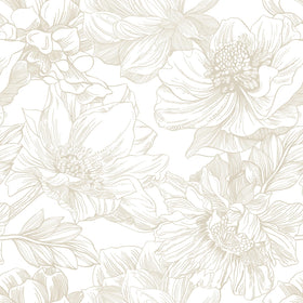 Ismoon large floral wallpaper in beige and coffee tones adds subtle depth to walls.