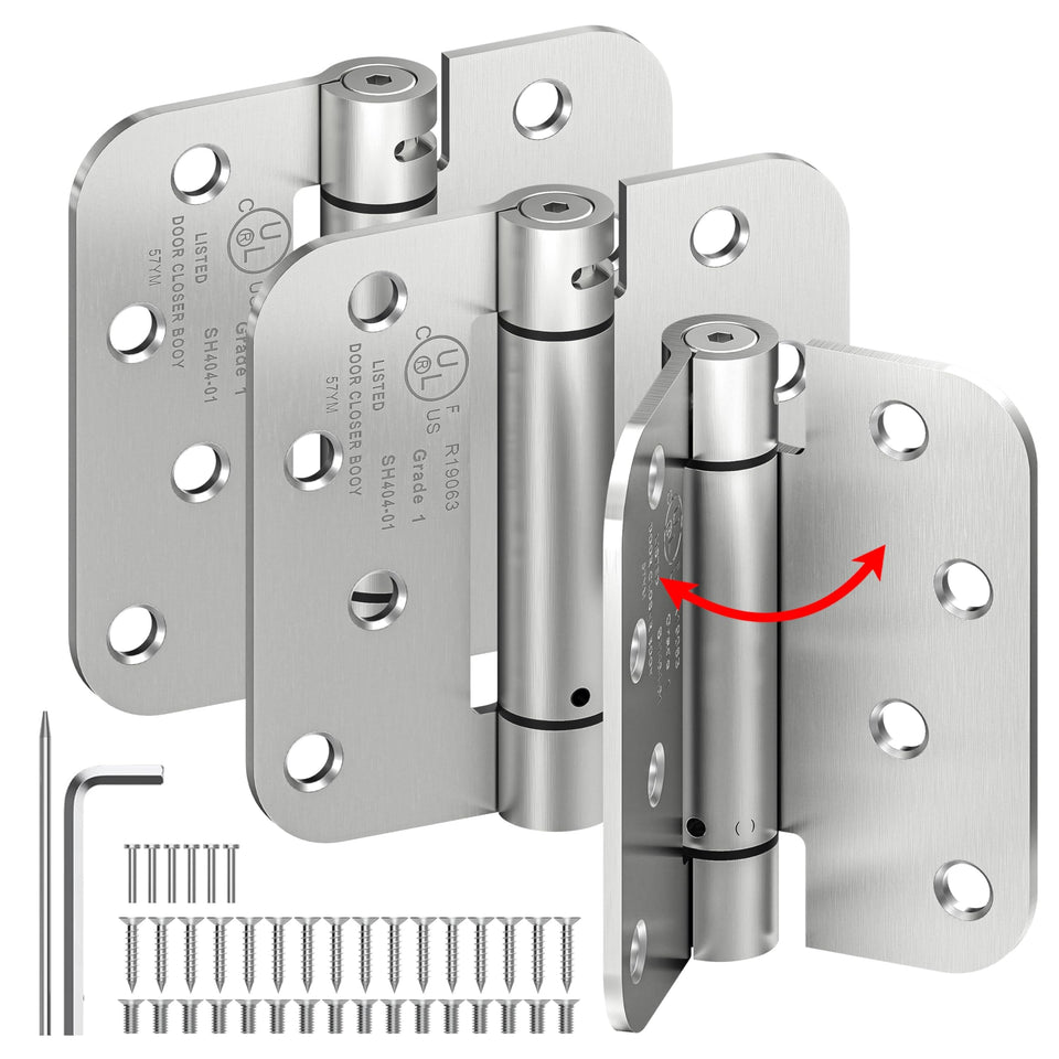 ISOKER 3-pack self-closing hinges in brushed nickel for convenient daily use.