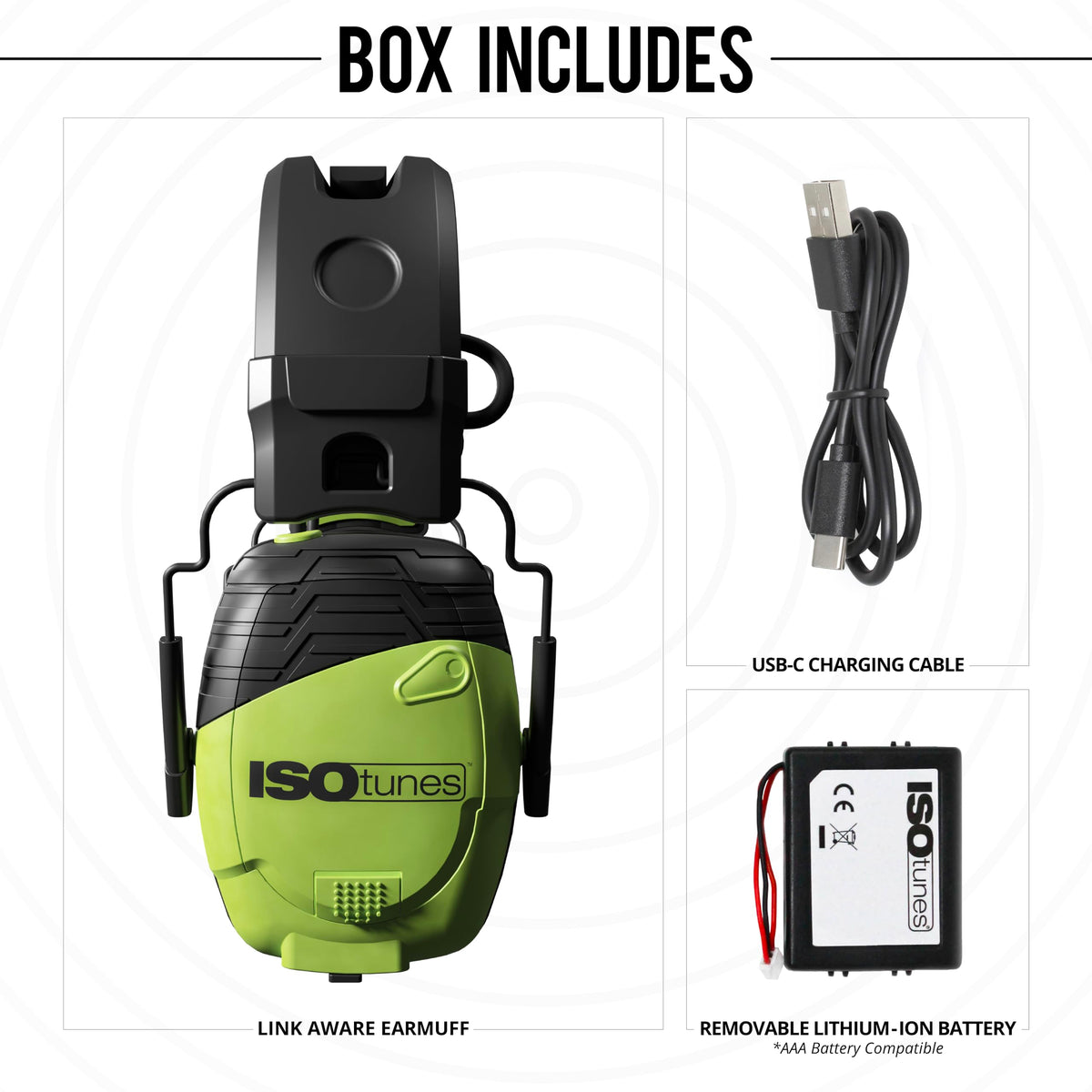 ISOtunes LINK 25 dB NRR badge visible on durable hearing protection.