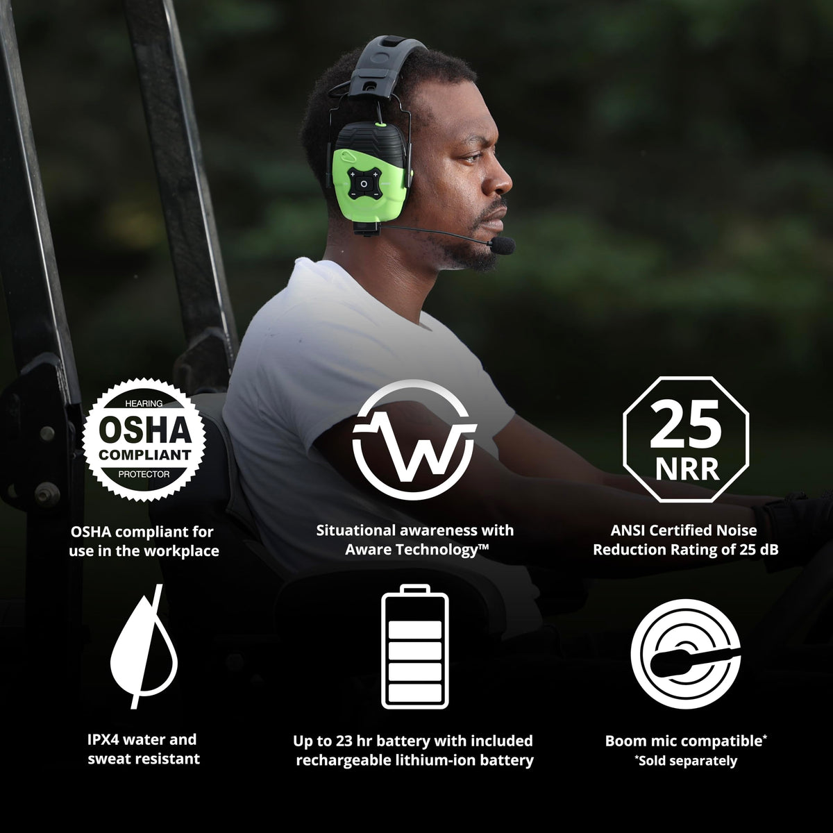 ISOtunes LINK IPX4 sweat-resistant earmuffs built for rugged workflows.