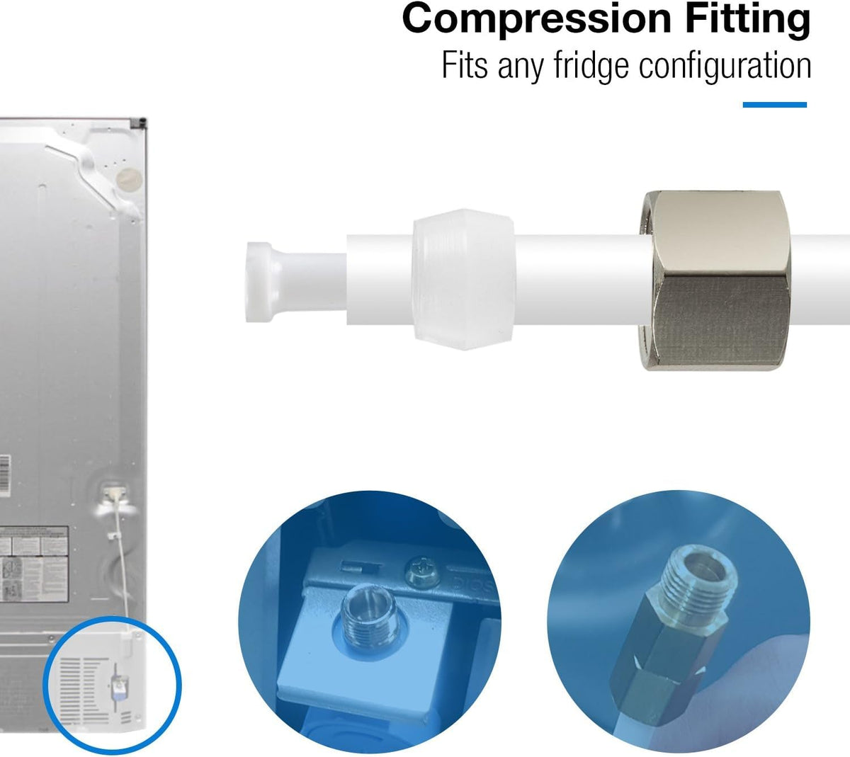 iSpring 1/4-inch T-fitting for fridge connection supports easy RO water branch