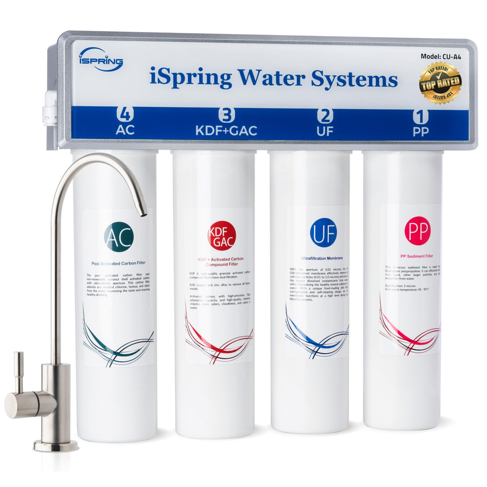 ispring cu-a4 under-sink filter with 0.01 micron ultrafiltration for crisper water