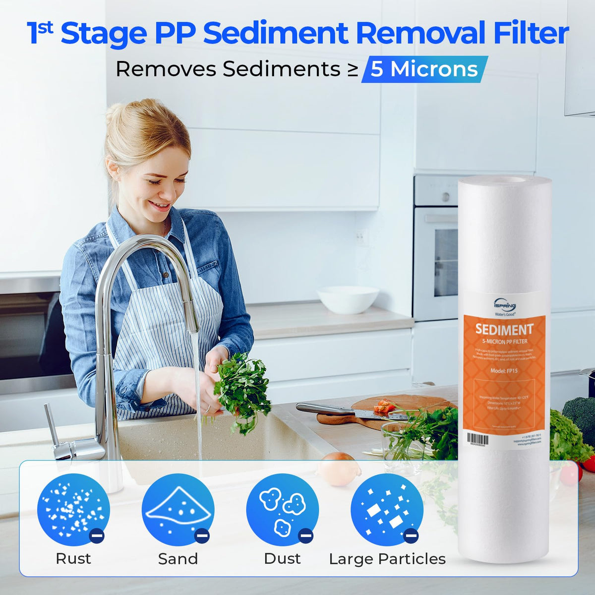 iSpring F3 carbon-block filter supports additional contaminant reduction for clearer water
