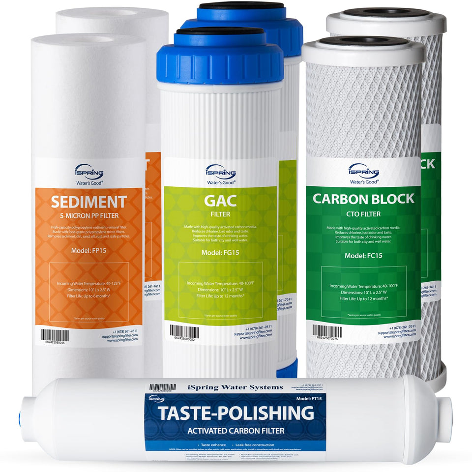 iSpring F7-GAC sediment filter enhances clarity and taste of water