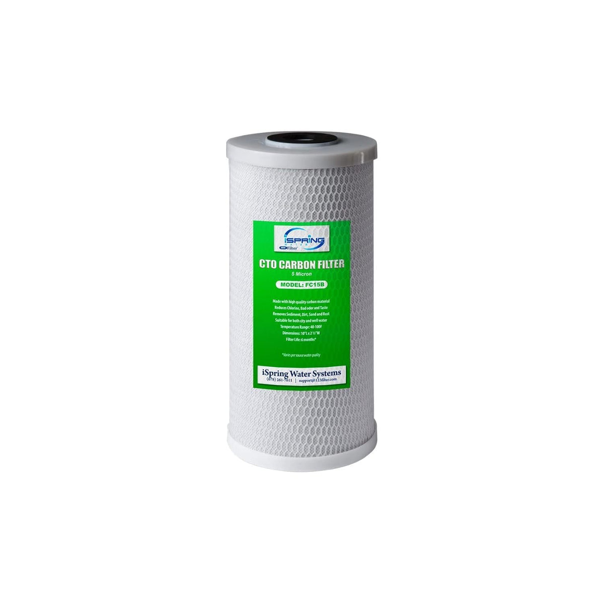 iSpring FC15B activated carbon block filter improves water taste and odor