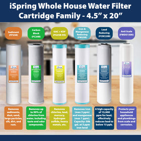 Ispring FP25BX2 sediment filter protects appliances from sediment buildup.
