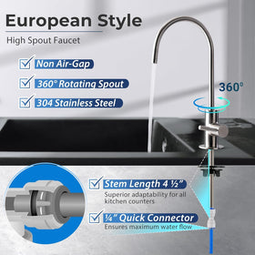 iSpring GA1-BN food-grade 304 stainless steel for durable, safe construction