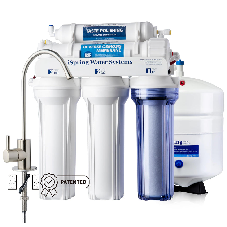 Ispring RCC7 under-sink installation showing compact filtration setup.