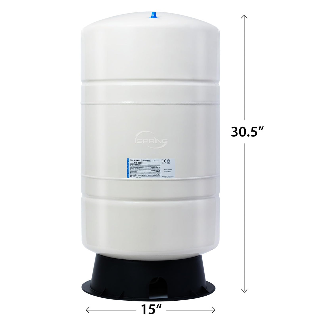 Ispring T20M brass cap with O-ring preventing air loss for reliable operation.