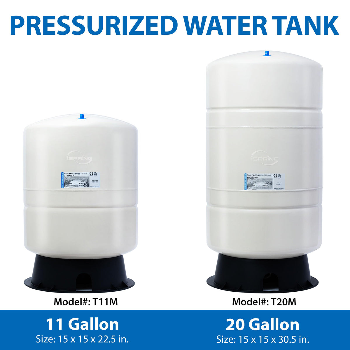 Ispring T20M butyl diaphragm preserves water quality inside the tank.