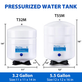 iSpring T32M closed expansion tank design for contaminant-free purified water storage.