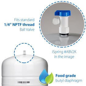 iSpring T32M stainless steel 1/4-inch NPT connections for reliable RO plumbing.