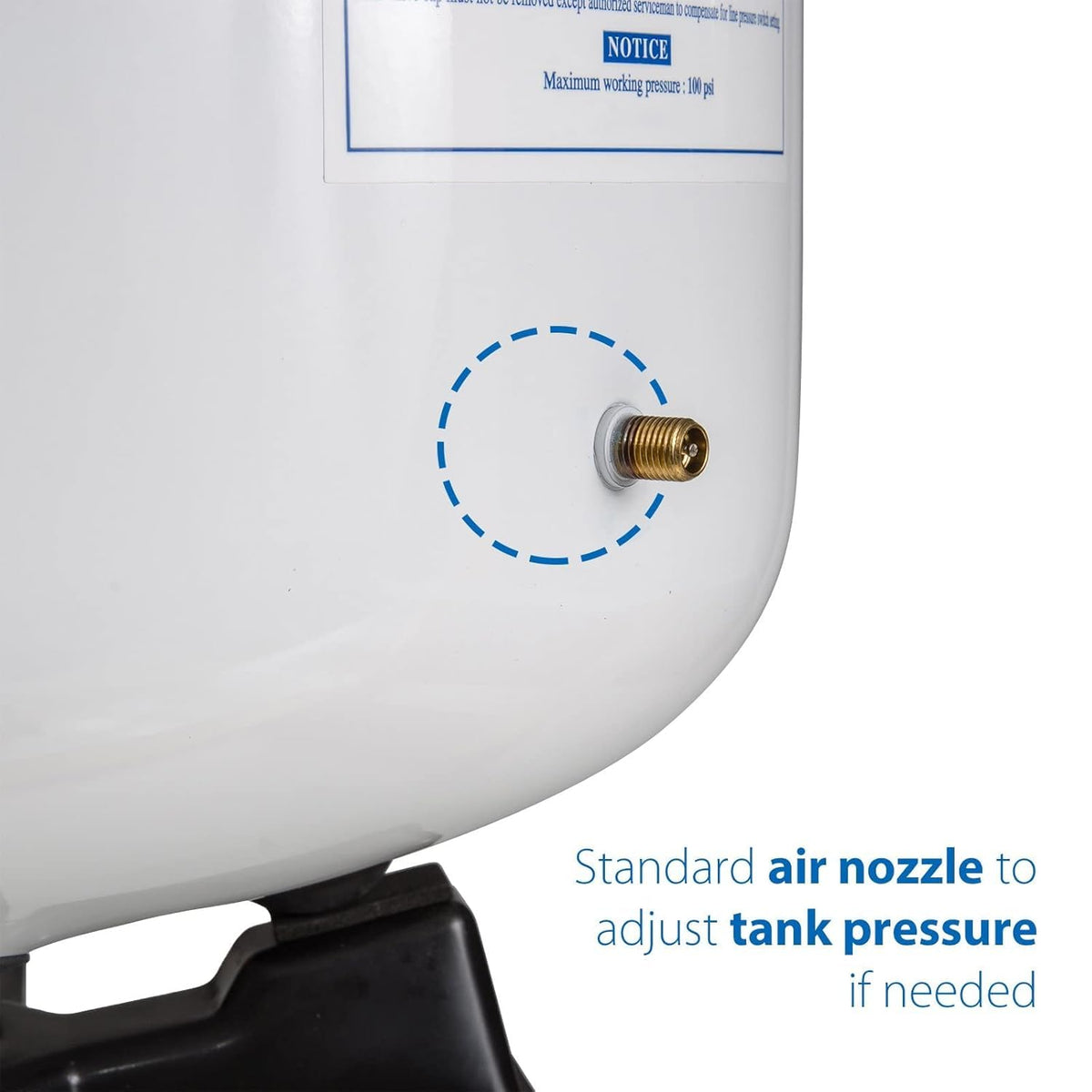 iSpring T55M side view with stand for compact under-sink RO storage.