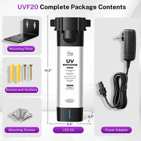 DIY installation guide visuals for iSpring UVF20 setup and compatibility