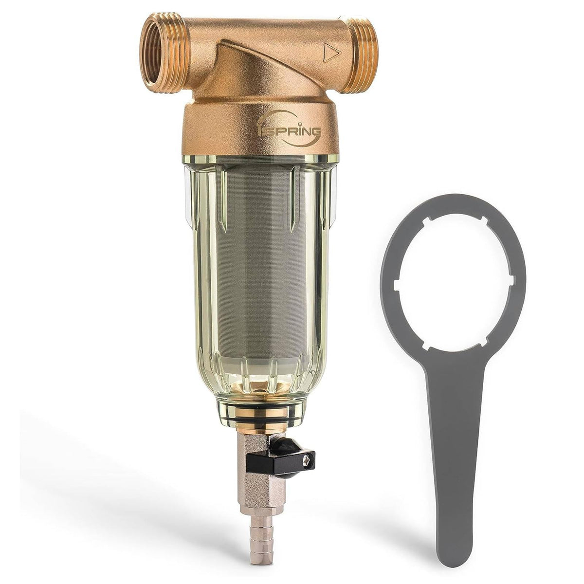 iSpring WSP-100 spin-down filter housing for visible sediment monitoring.