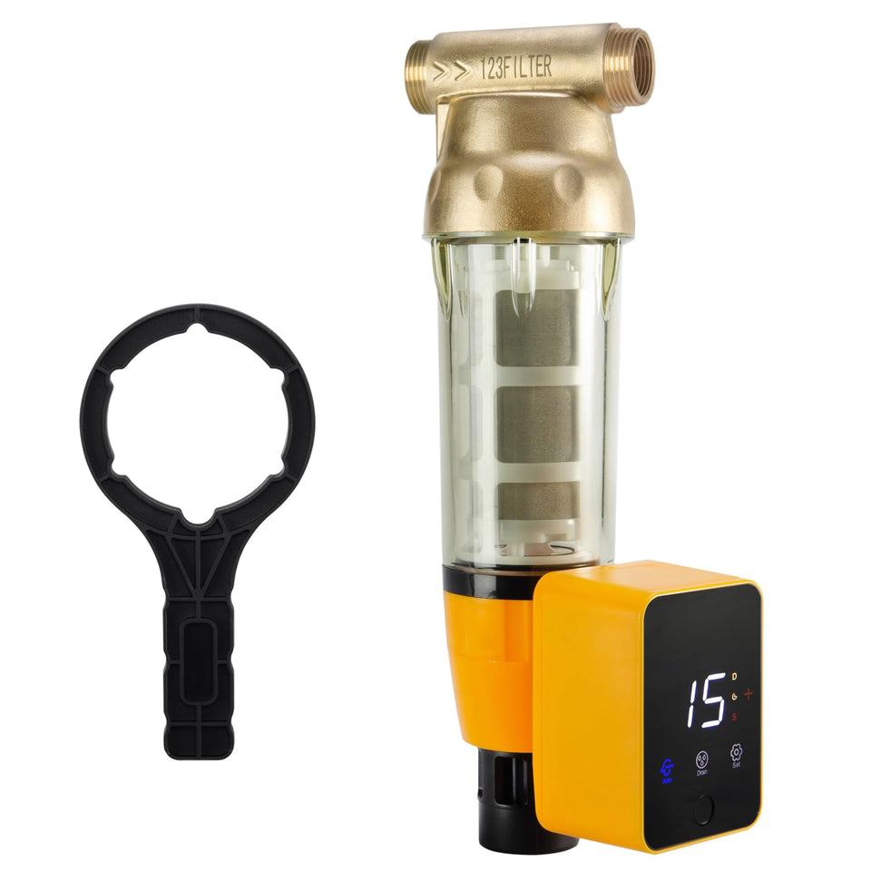 iSpring WSP50ARB spin-down filter assembly with clear housing for easy sediment inspection