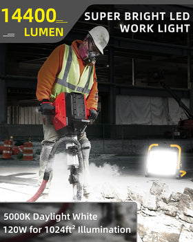 ISUERFY 120W flood light with 16 ft cord for flexible placements