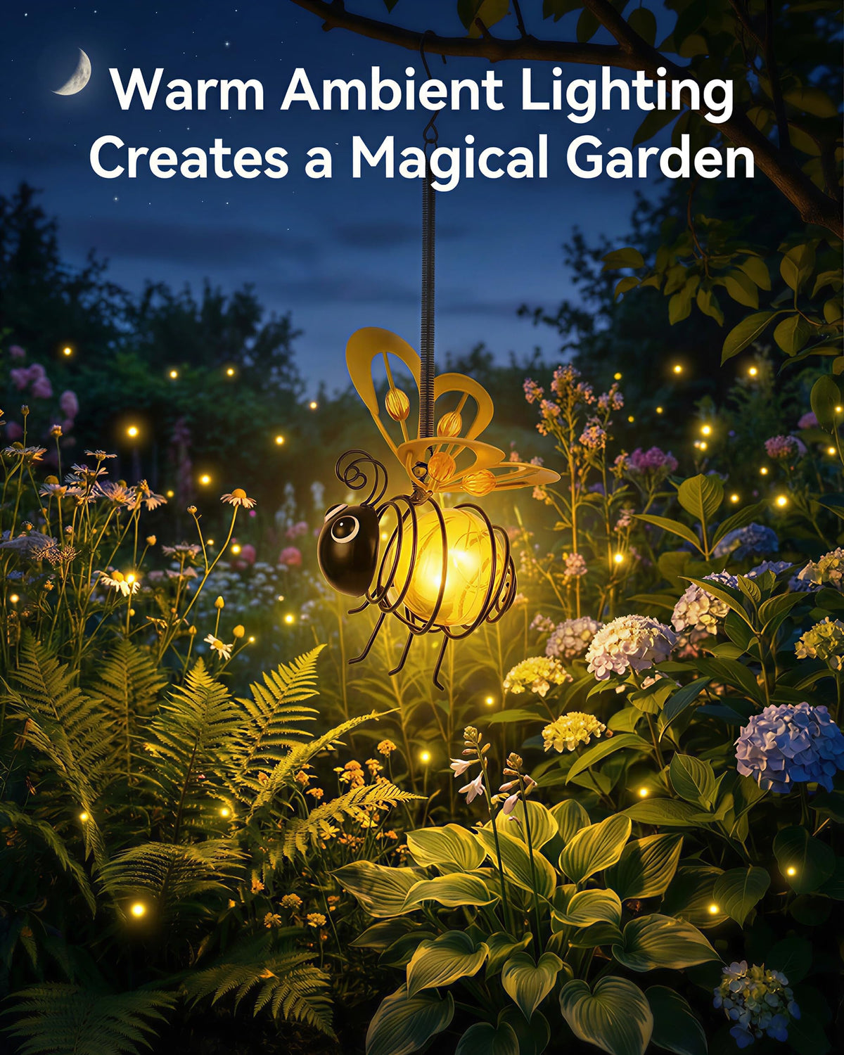 iStatue LED bee light softly illuminates patios after sunset