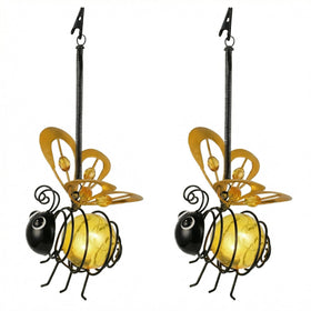 iStatue solar hanging bee light with hook ready for garden display at dusk