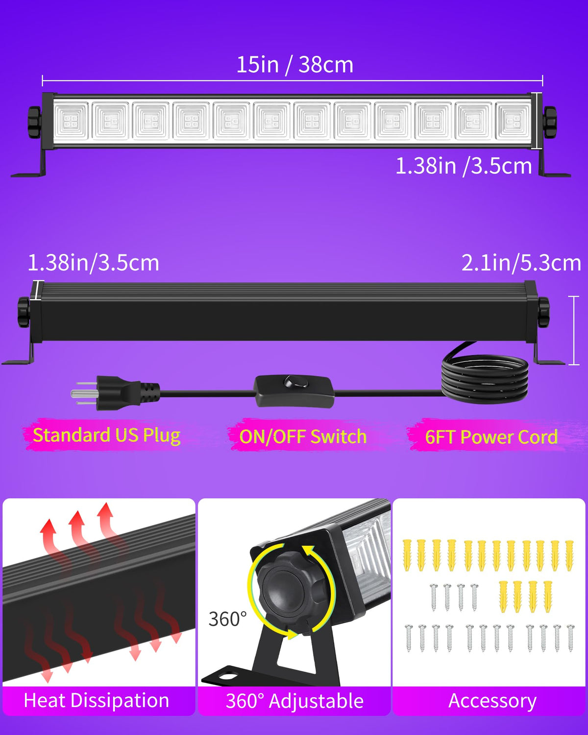 ISUERFY 4-pack 45W black light bar classroom setup for engaging glow displays