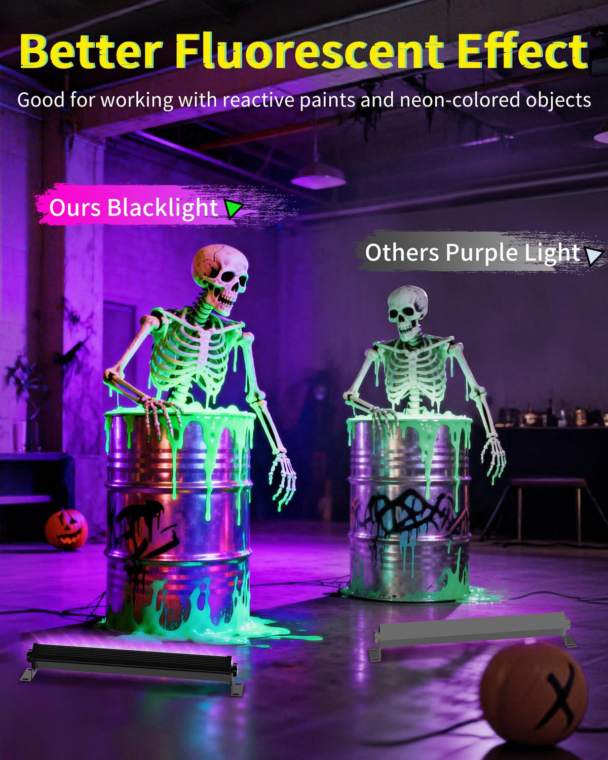 ISUERFY 4-pack 45W black light bar in a gaming room delivering bright neon glow