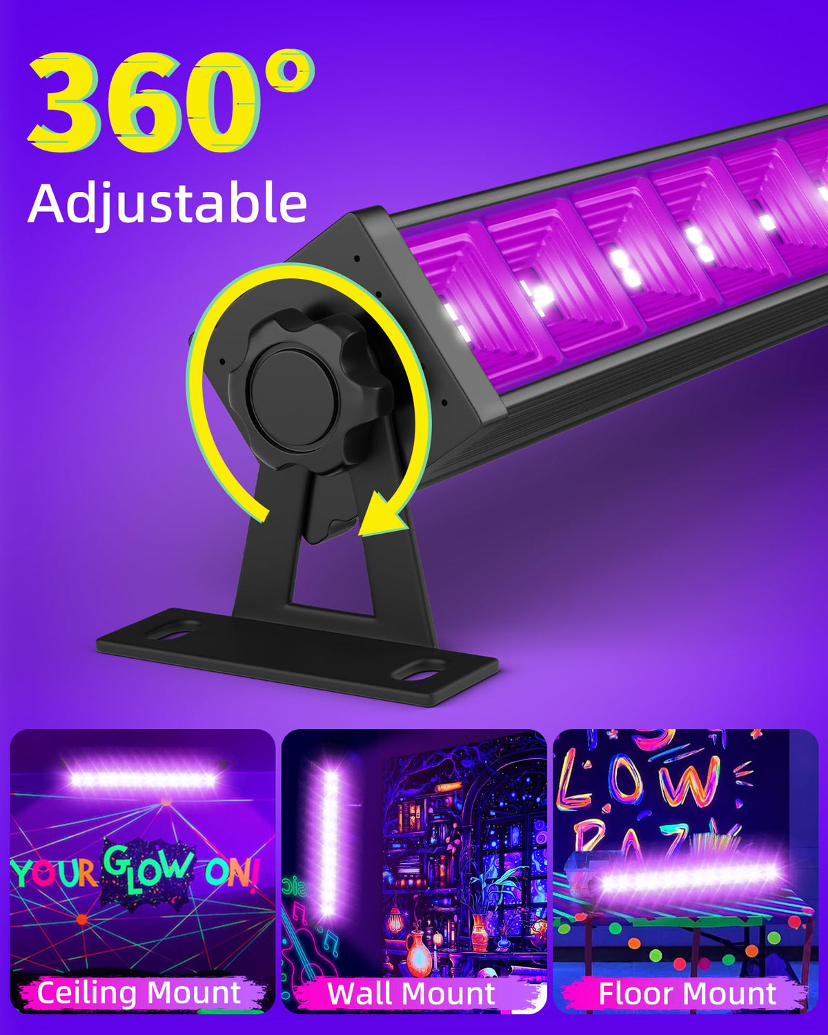 ISUERFY 4-pack 45W black light bar package contents with mounting hardware