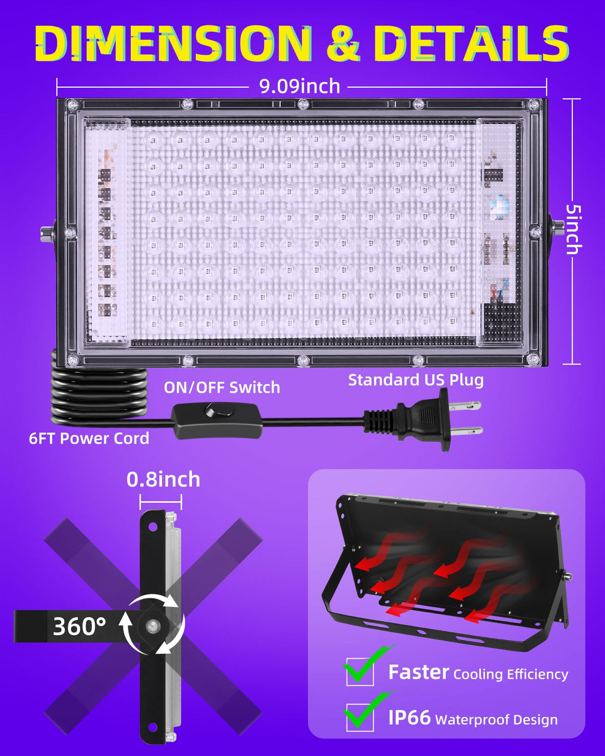 ISUERFY 6 ft power cord provides flexible placement without wiring