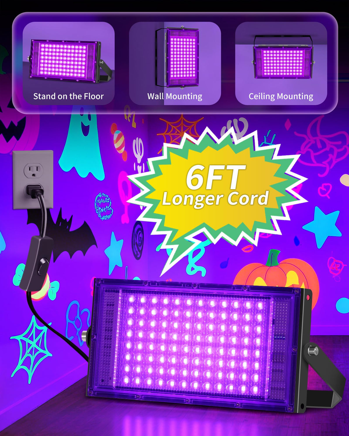 ISUERFY Halloween decor lighting creates vibrant neon ambiance