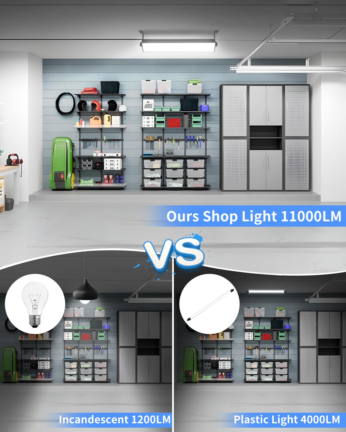 ISUERFY LED shop light 6ft cord for plug-and-play placement