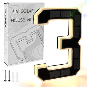 ISUNMEA 9-inch house number light illuminates exterior for easy address finding.