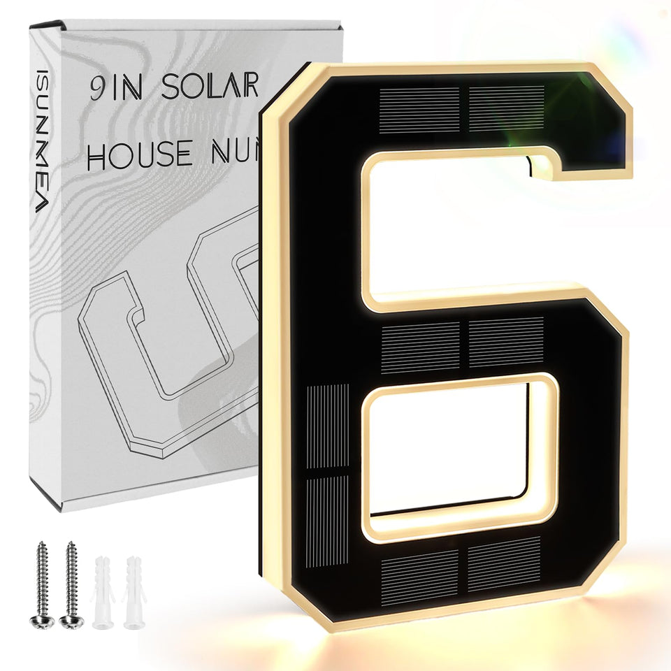 ISUNMEA 9-inch solar lighted house number sign illuminates your home at night