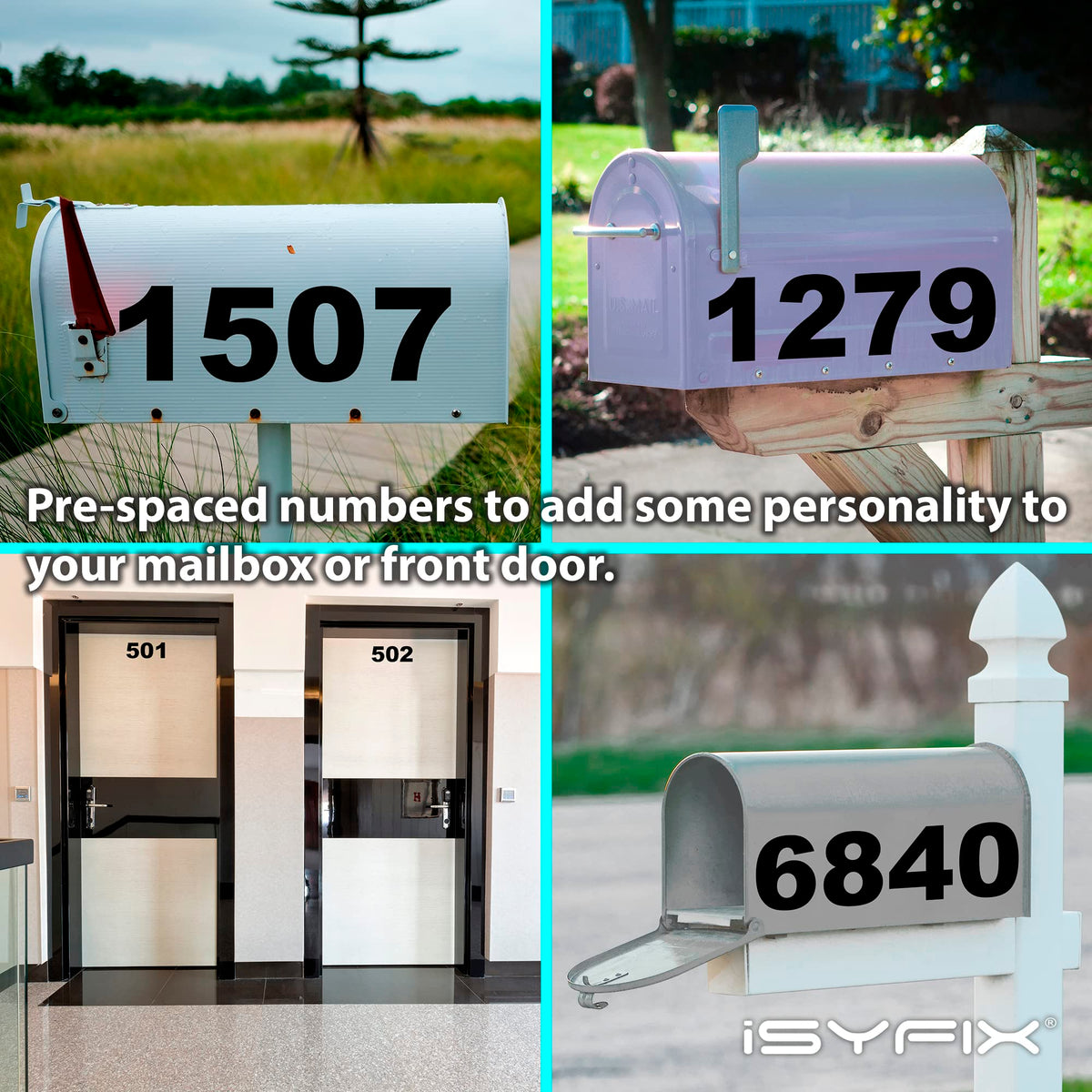 iSYFIX black vinyl numbers on window for visible street address