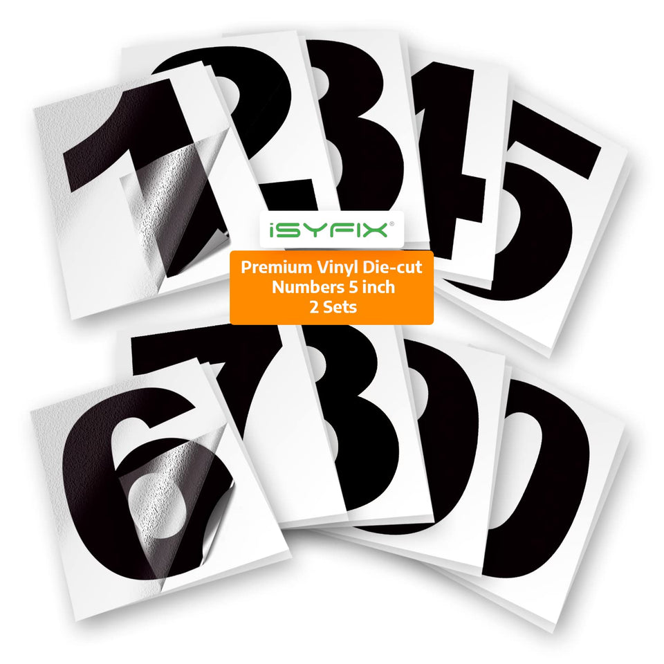 isyfix black vinyl numbers 5-inch for mailbox visibility and address labeling