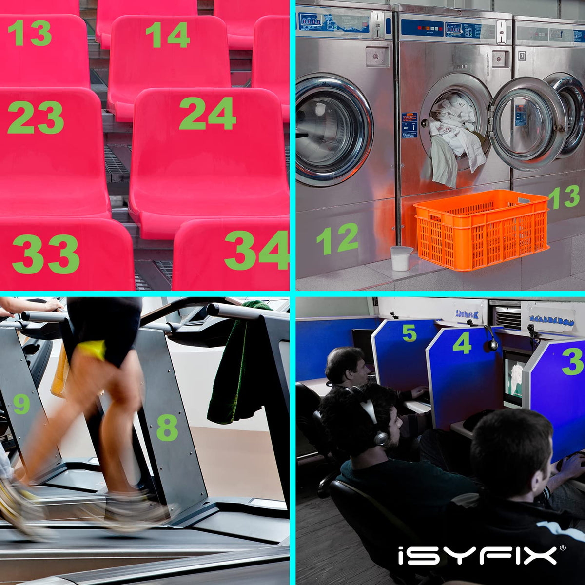 isyfix die cut number stickers with premium vinyl for long outdoor durability.