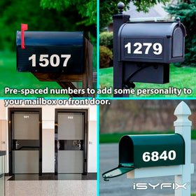 isyfix white vinyl numbers on door provide clear address cues for guests and responders