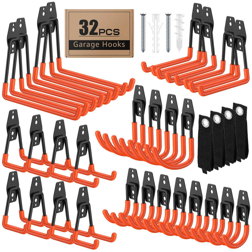 ITCPRIM garage hooks with anti-slip coating keep hoses and tools secure and organized.