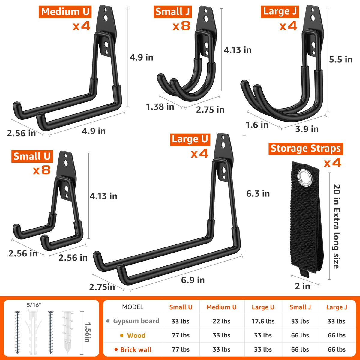 ITCPRIM heavy-duty wall-mount hooks close-up showing rugged steel build.