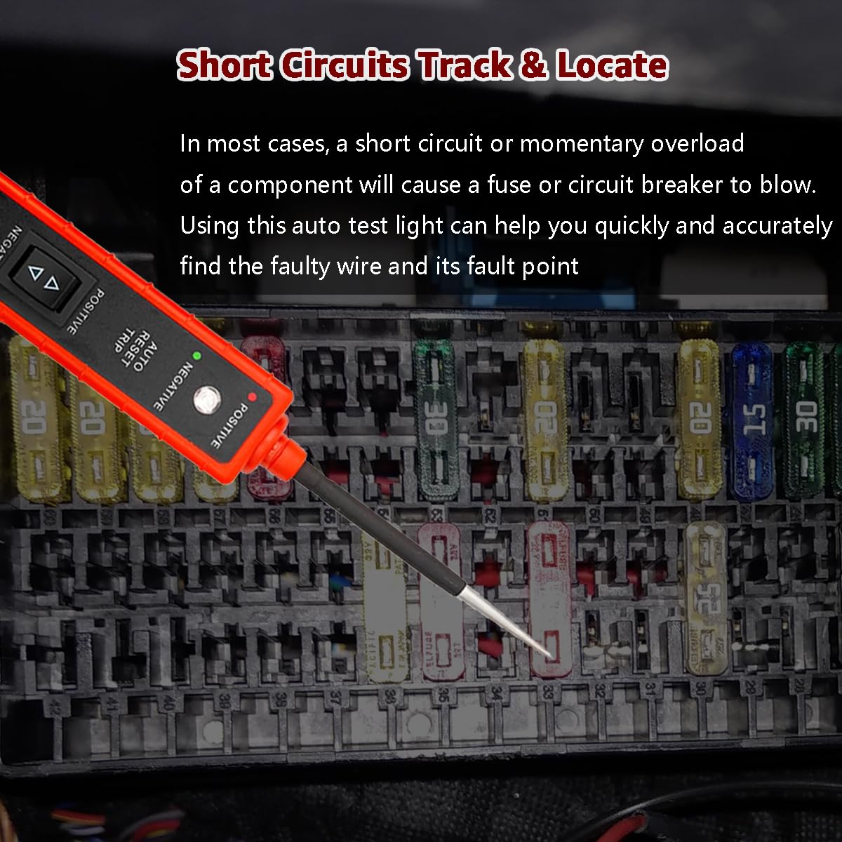 ITEQ LED indicator showing polarity and circuit status during testing