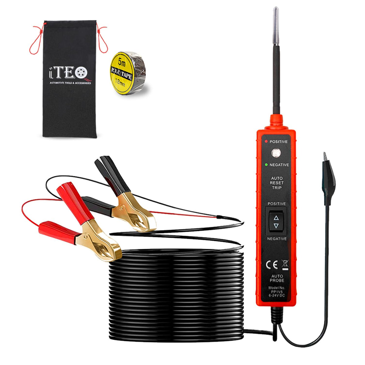 ITEQ Power Circuit Probe Tester front view with polarity indicators for quick testing