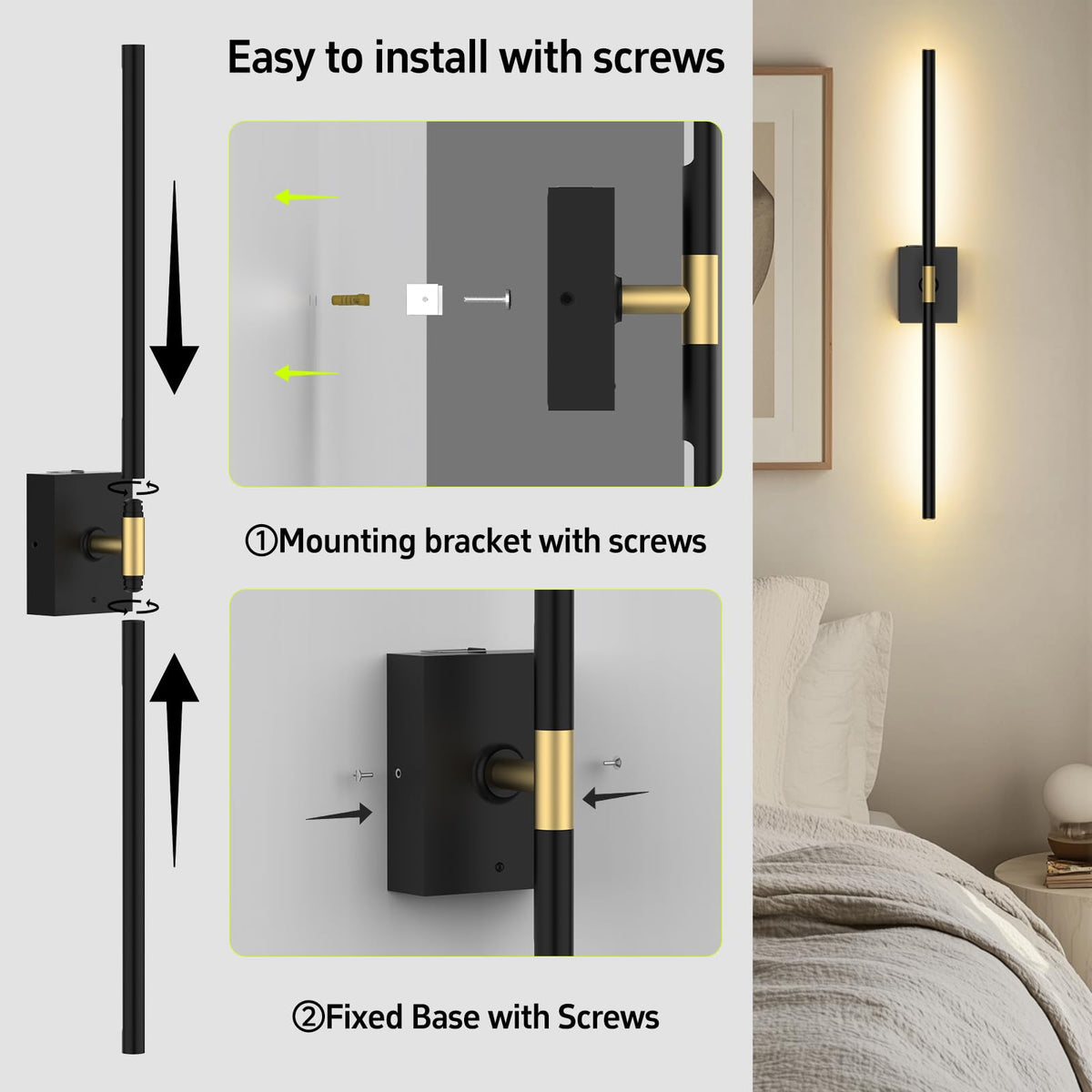 iThird 31.5-inch black wall sconces suit TVs, mirrors, and living room setups