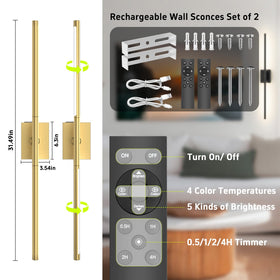 iThird wireless sconces powered by 10000mAh battery for long glow