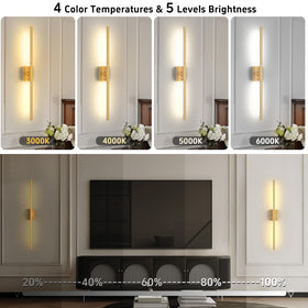 iThird sconces mounted on TV wall with gold finish for sleek backdrop