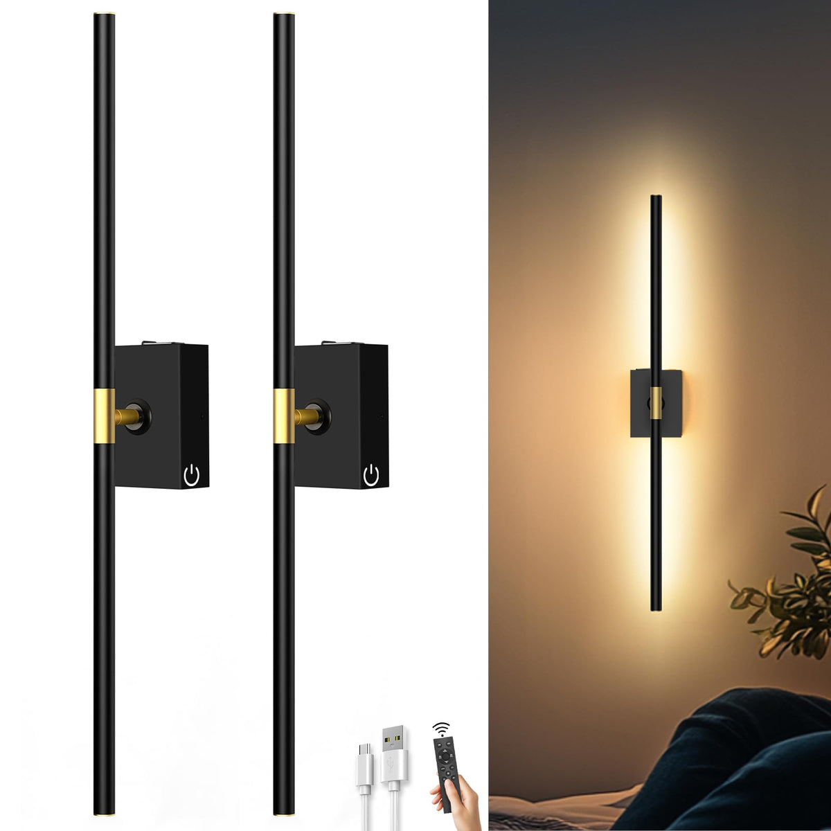 iThird battery wall sconce set mounted for cozy lighting above seating areas