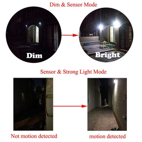iThird bright solar flood light enhances property security after dusk.