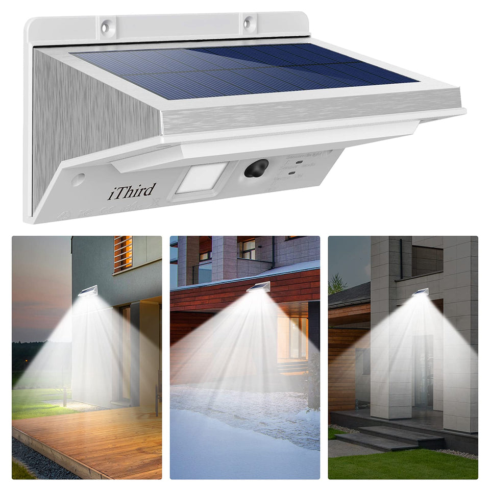 iThird solar lights outdoor motion detection for secure walkway illumination.