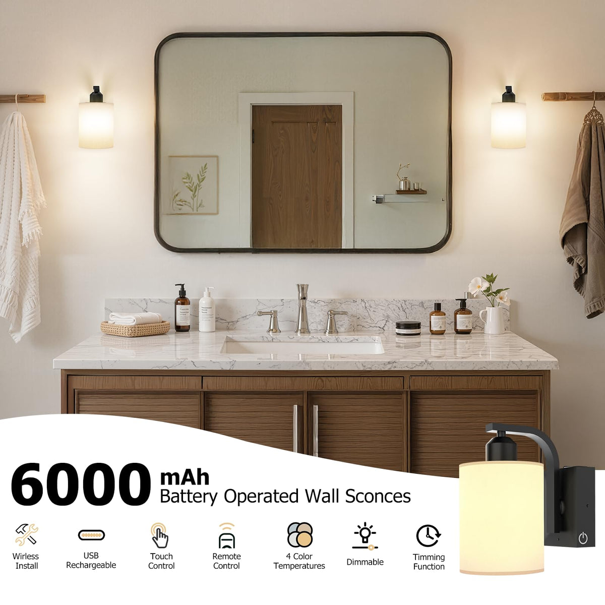 iThird wall sconce wireless installation view highlights quick setup without wiring